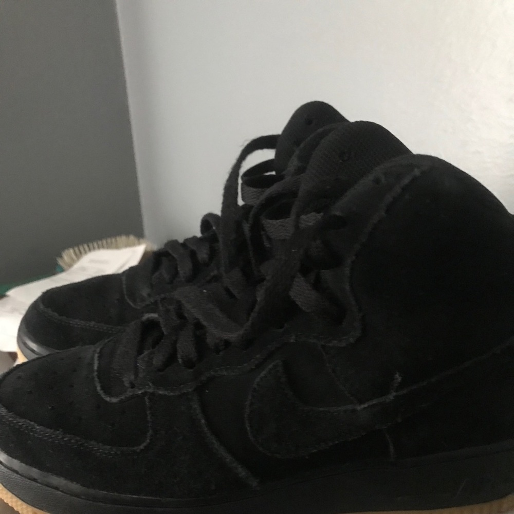 Black velvet Nike Air Force high tops